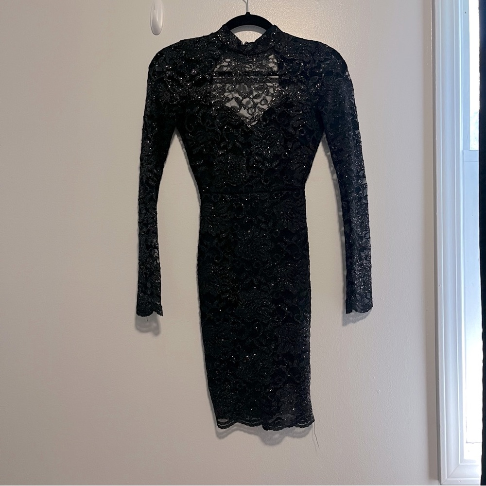 KeyholeBack Evening/Homecoming Windsor Dress Long sleeve Sparkle XSmall Highneck